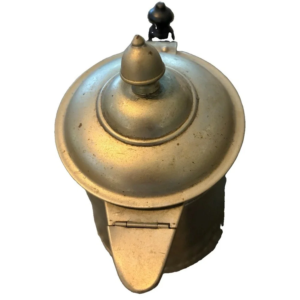 Antique The Rochester Aluminum Coffee Pot Hinged Lid Spout Black Handle